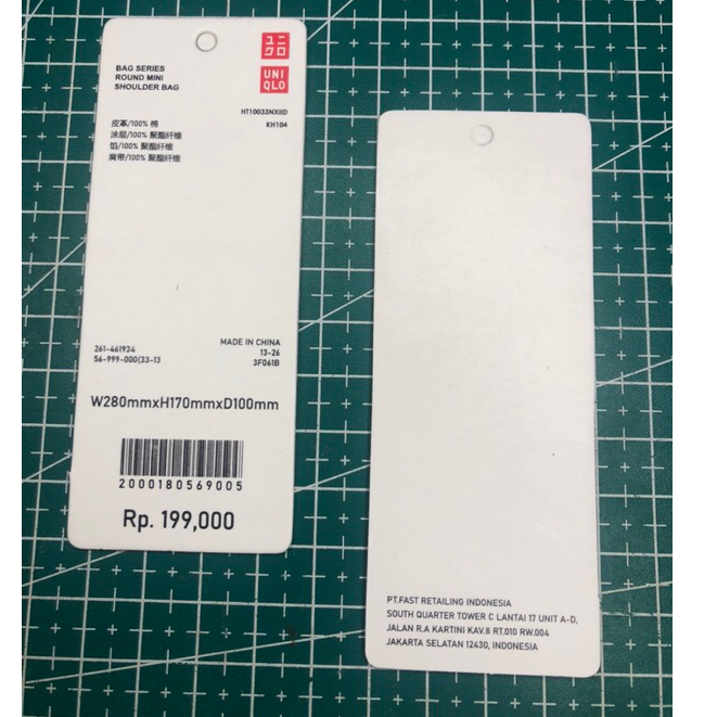 

UNIQLO BAG SERIES PRICE TAG BARCODE SUPER PREMIUM CO 1X DIKIRIM 600 PCS