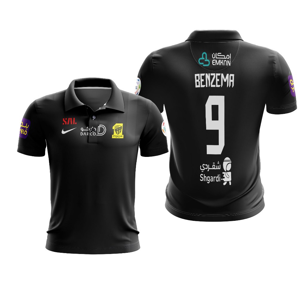 GAMEPLAN - Kaos Polo Wangky Pria Al Ittihad FC 2023 Third Olahraga Sepak Bola Custom Full Print