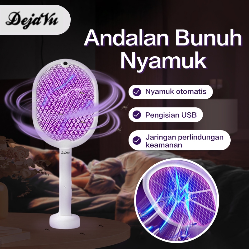Dejavu Raket Nyamuk Listrik Elektrik 2 in 1 Pembunuh Nyamuk Charger USB Mosquito Killer LED Light Re