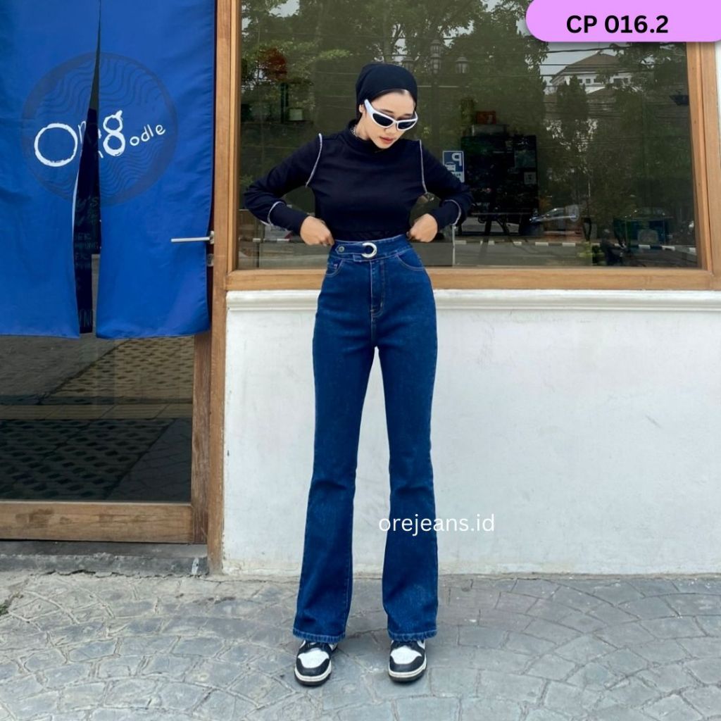 ORE - CP 016.2 Cutbray Jeans Belt Highwaist Strech Vintage Retro Wanita Dark