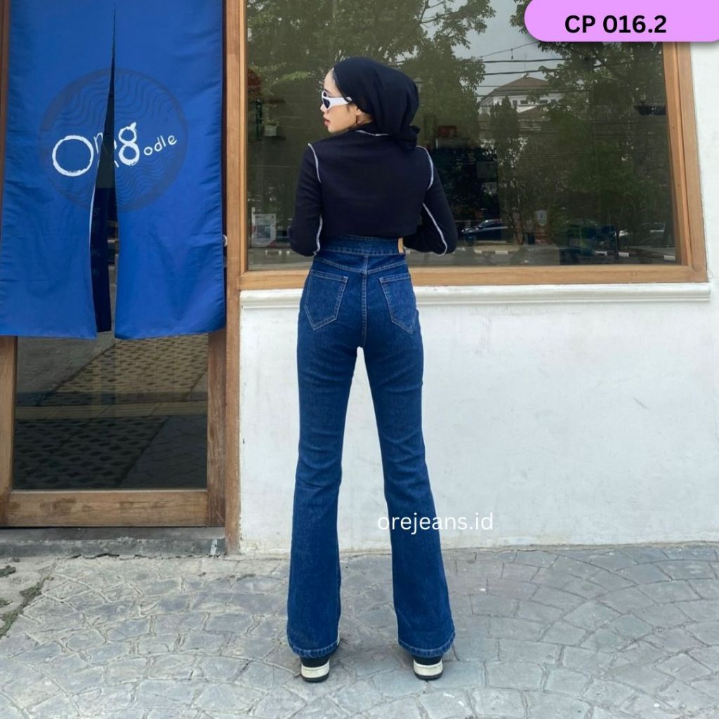 ORE - CP 016.2 Cutbray Jeans Belt Highwaist Strech Vintage Retro Wanita Dark