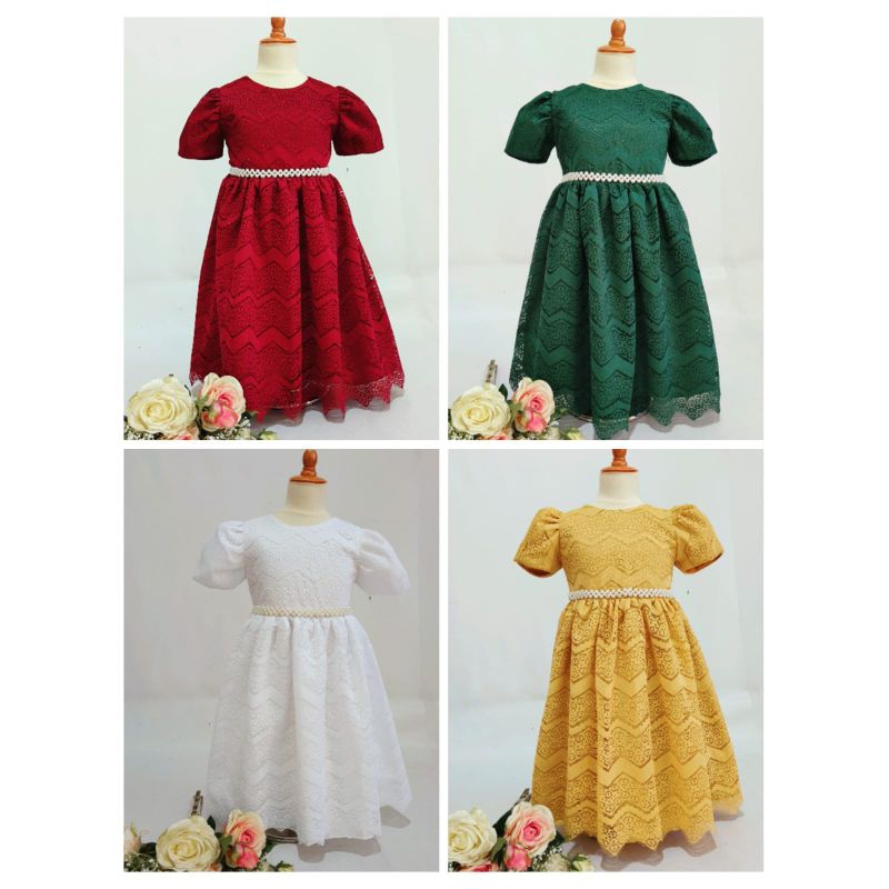 Gaun anak tanggung full brokat mutiara