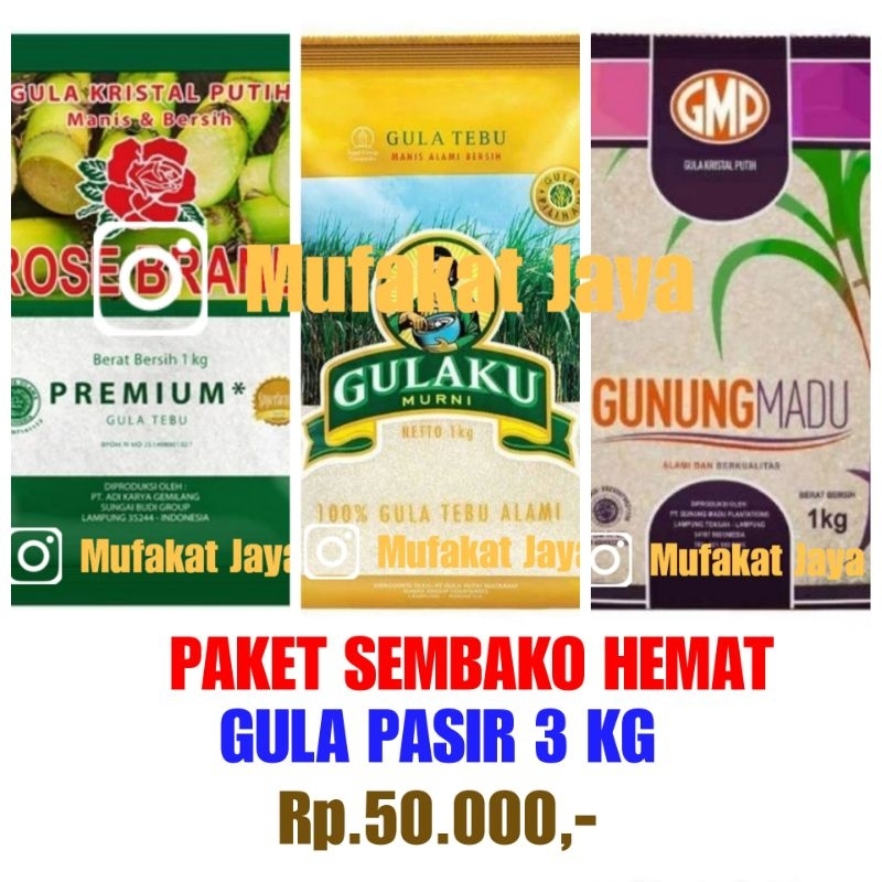 

PAKET SEMBAKO HEMAT - Gula Pasir Premium 3 Kg