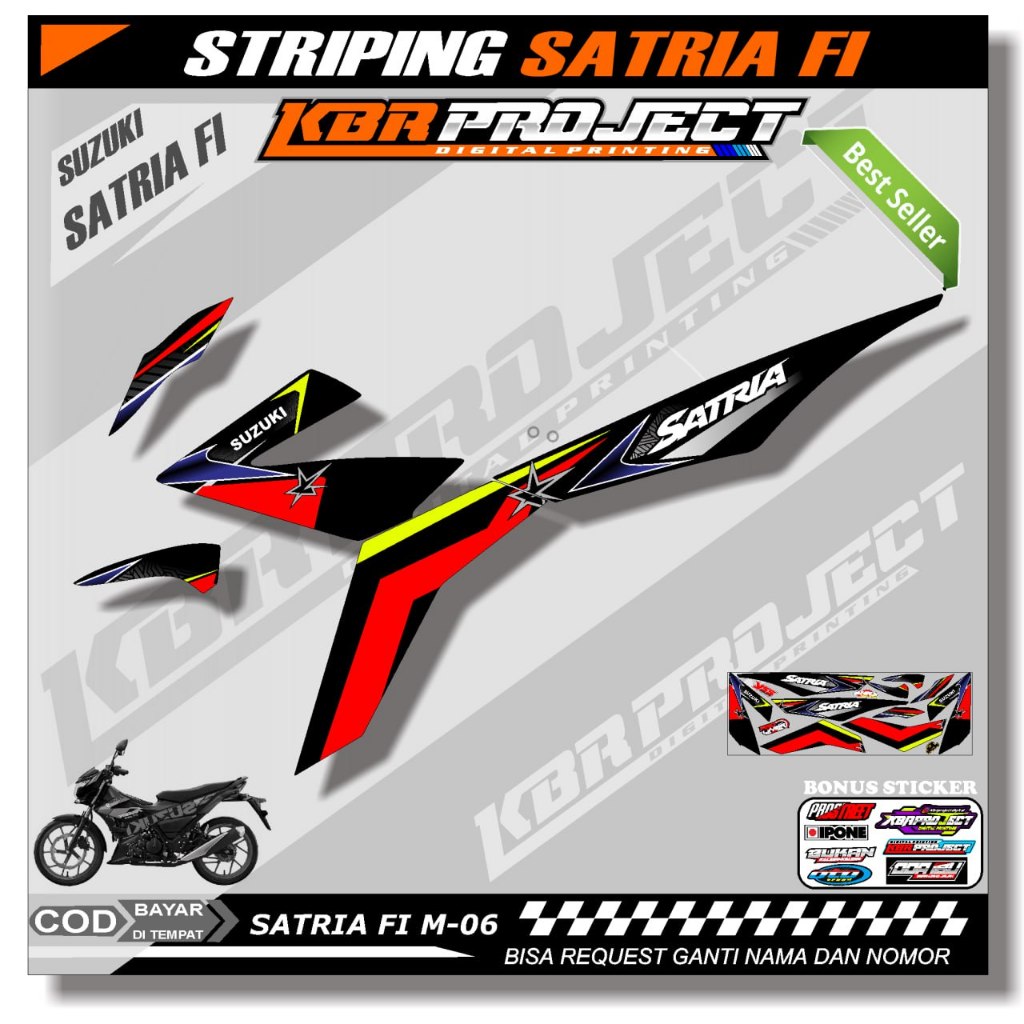 SATRIA FI STIKER STRIPING PREMIUM MOTOR KEREN LIS VARIASI SATRIA FI STIKER MOTOR SUZUKI DESAIN RACIN