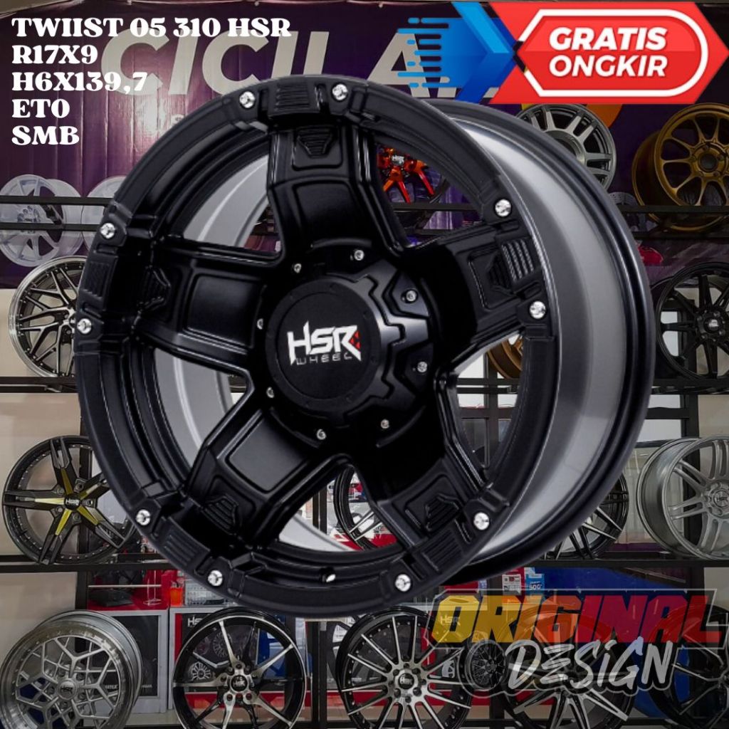 Velg Mobil Ring 17 HSR TWIIST R17 LEBAR 9 LUBANG BAUT 6 ET0 MATT BLACK