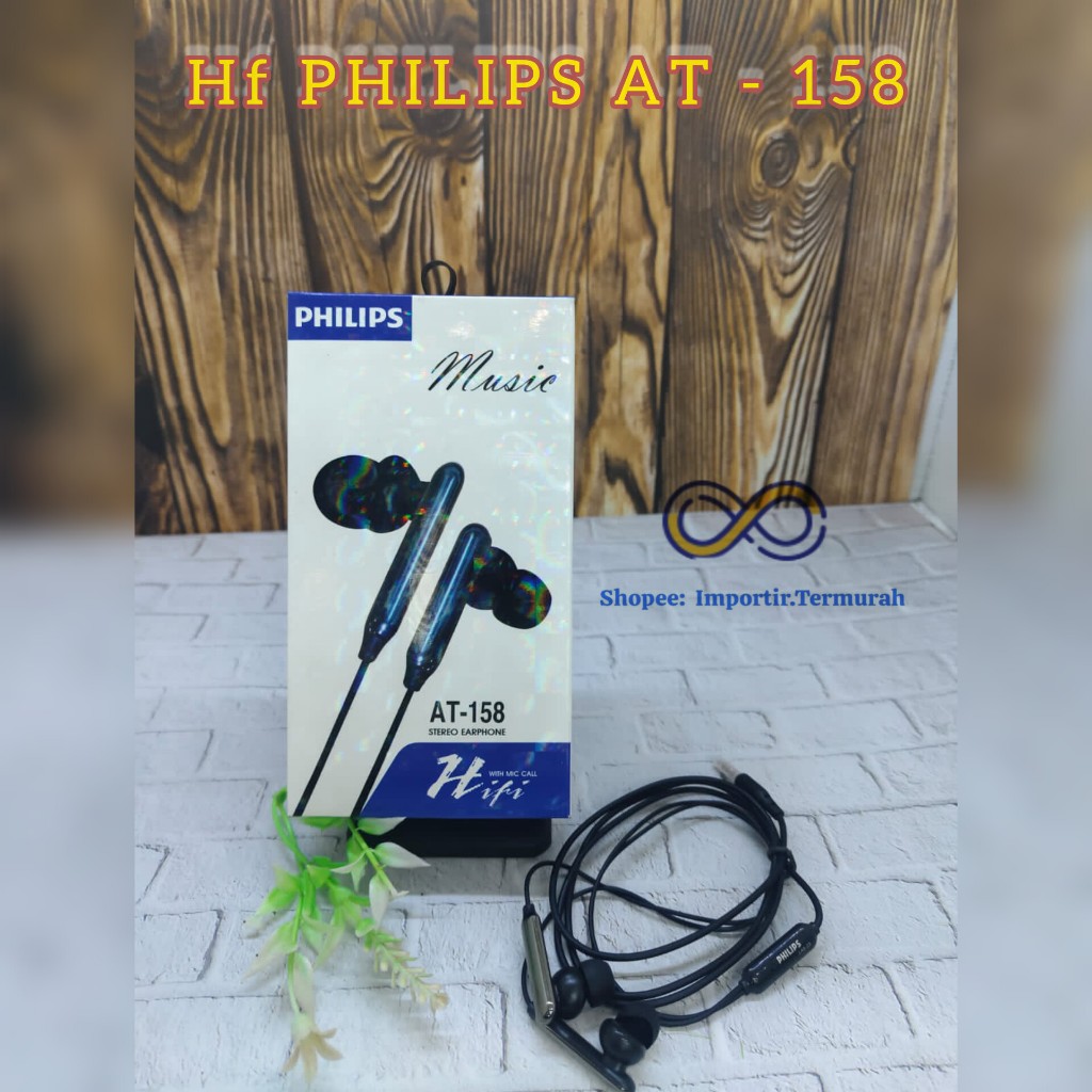 HEADSET HANDSFREE PHILIPS AT-158 EXTRA BASS MAGNET AT158 EARPHONE
