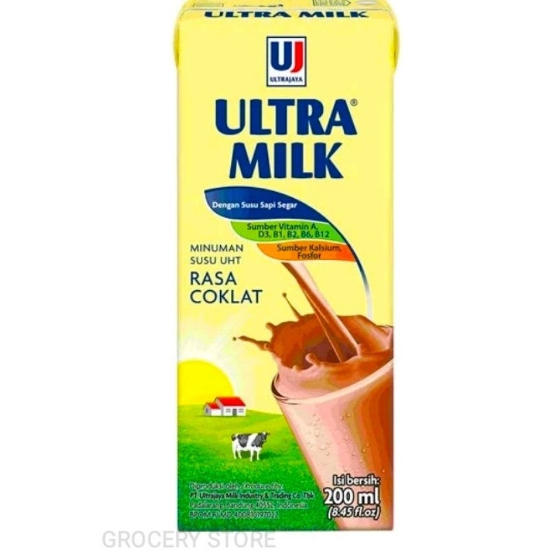 Ultra Milk Susu UHT Rasa Coklat Kemasan 200ml ( Satuan)