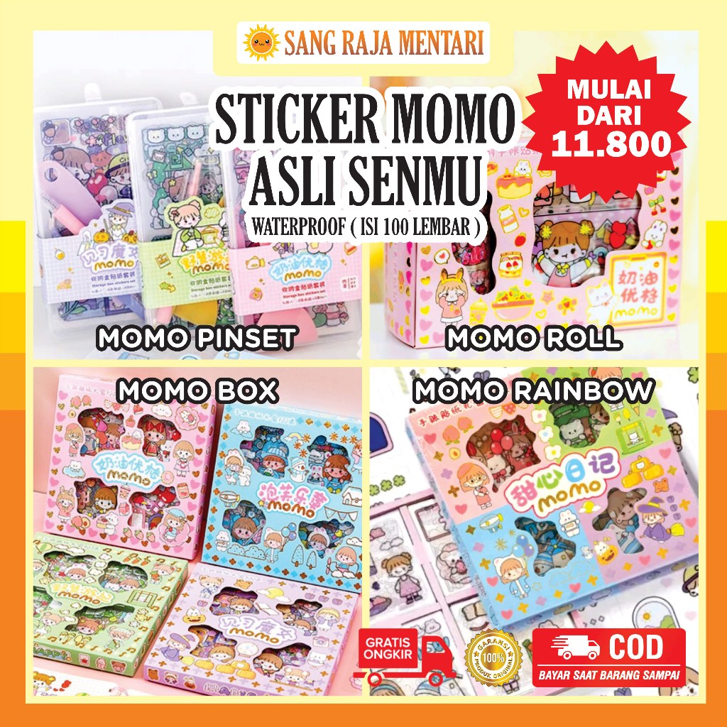 

Sticker Momo Waterproof Dapat Box isi 100 Lembar Stiker