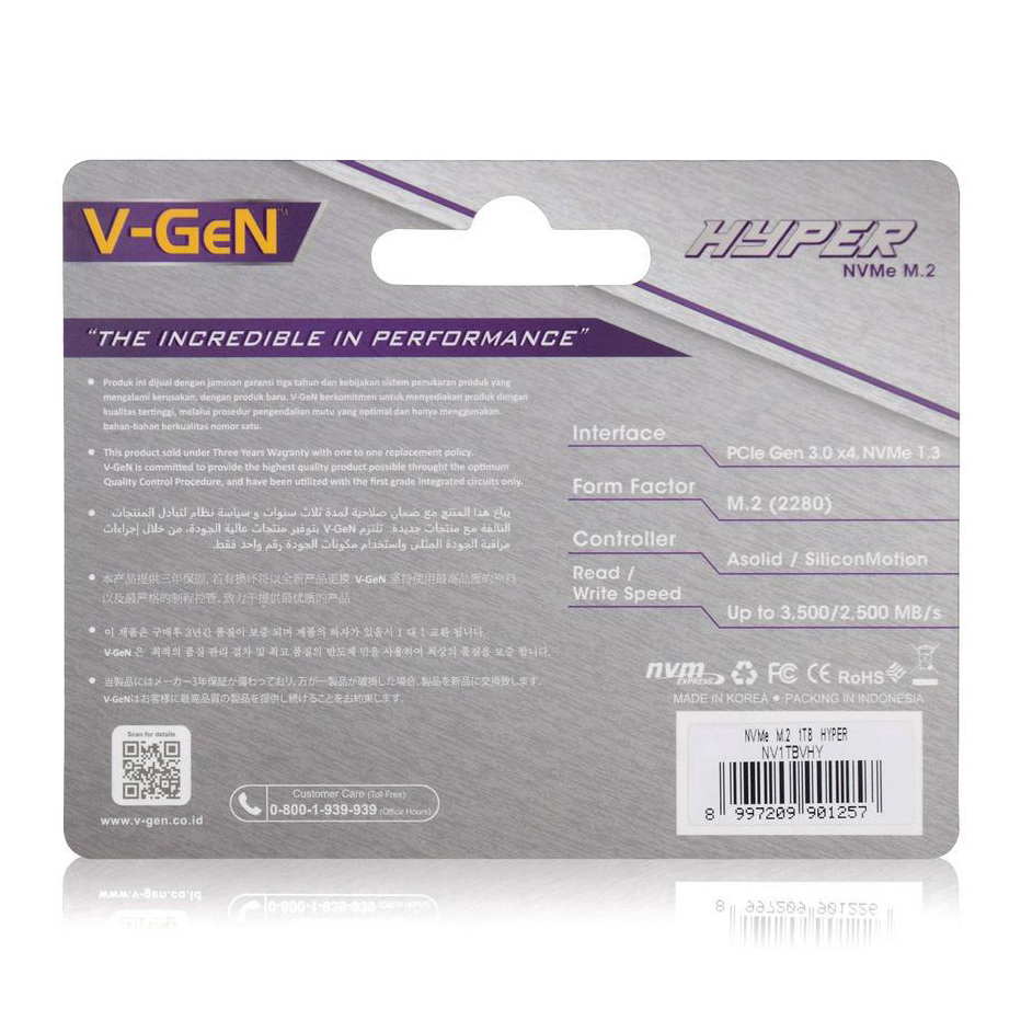 Ready SSD V-GeN Hyper 128GB 256GB 512GB 1TB M.2 NVMe PCIe Gen3.0x4 - SSD VGEN M2 NVME M KEY 2280