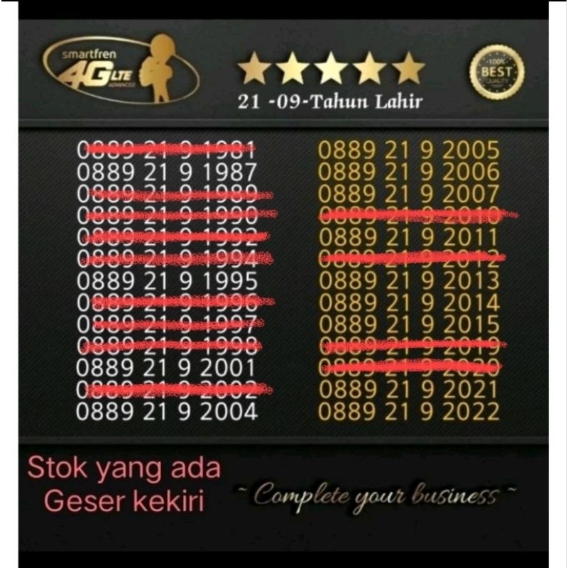 Perdana Smartfren serian 21 Sep Tahun lahir
