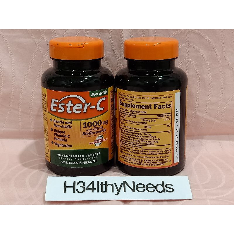 Ester C 1000 mg With Citrus Bioflavonoids - 90 vegetarian tablets || Ester C 1000mg American Health