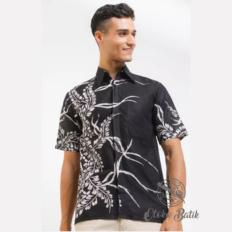 OToko Batik Kemeja Batik Distro Lengan Pendek Hitam Manis