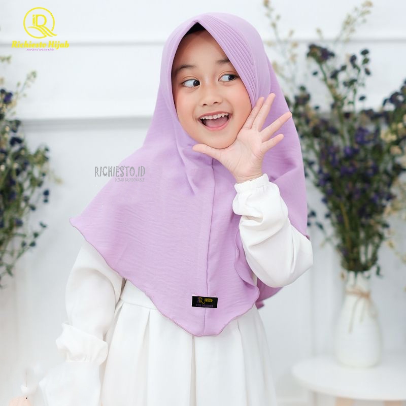 Bergo Anak Crinkle Airflow Pet Tanpa Tali Usia 3-10 Tahun