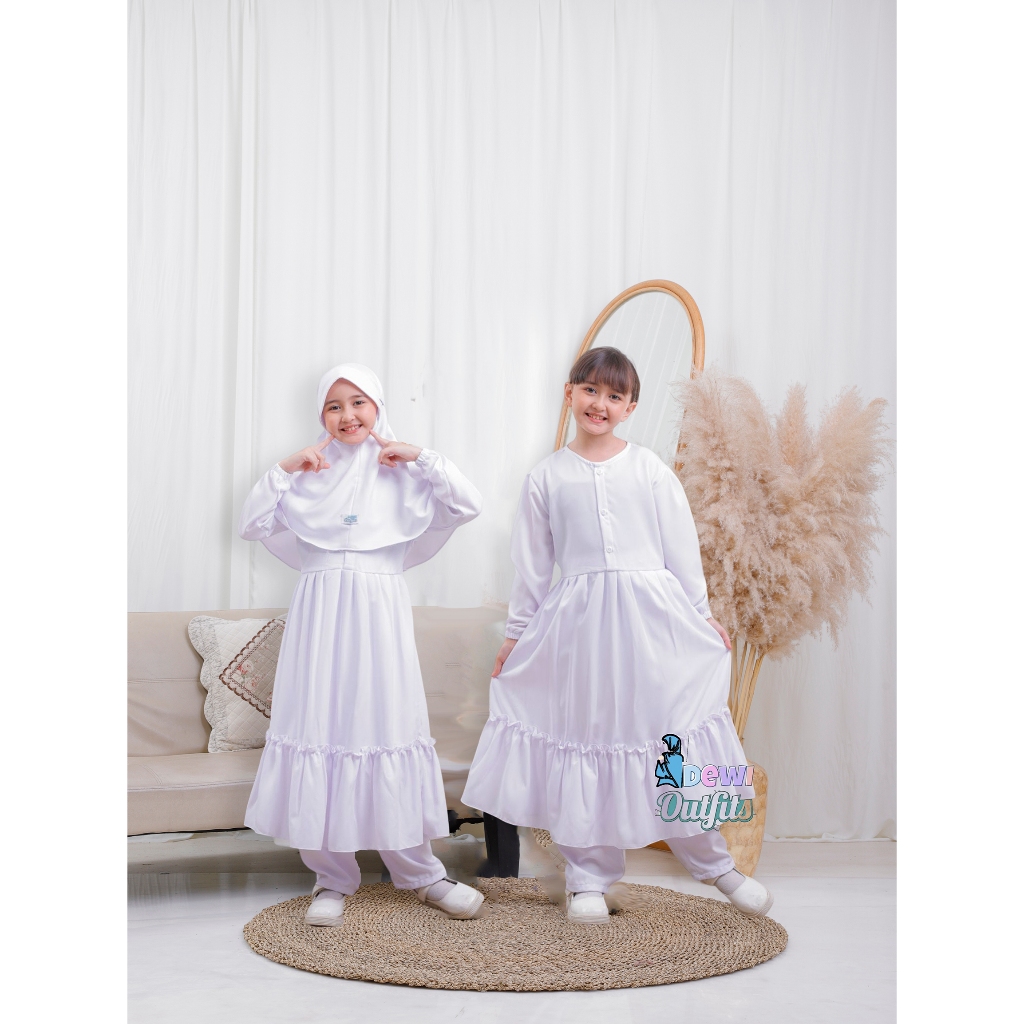 Najwa Tunik Satu Set Celana dan Kerudung Busana Muslim Manasik Seragam Anak dan Remaja Tanggung Sete
