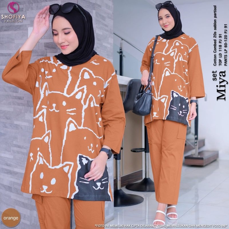 MOCA Miya Set Kaos Oneset Setcel Shofiya Fashion SFS Meong Solo