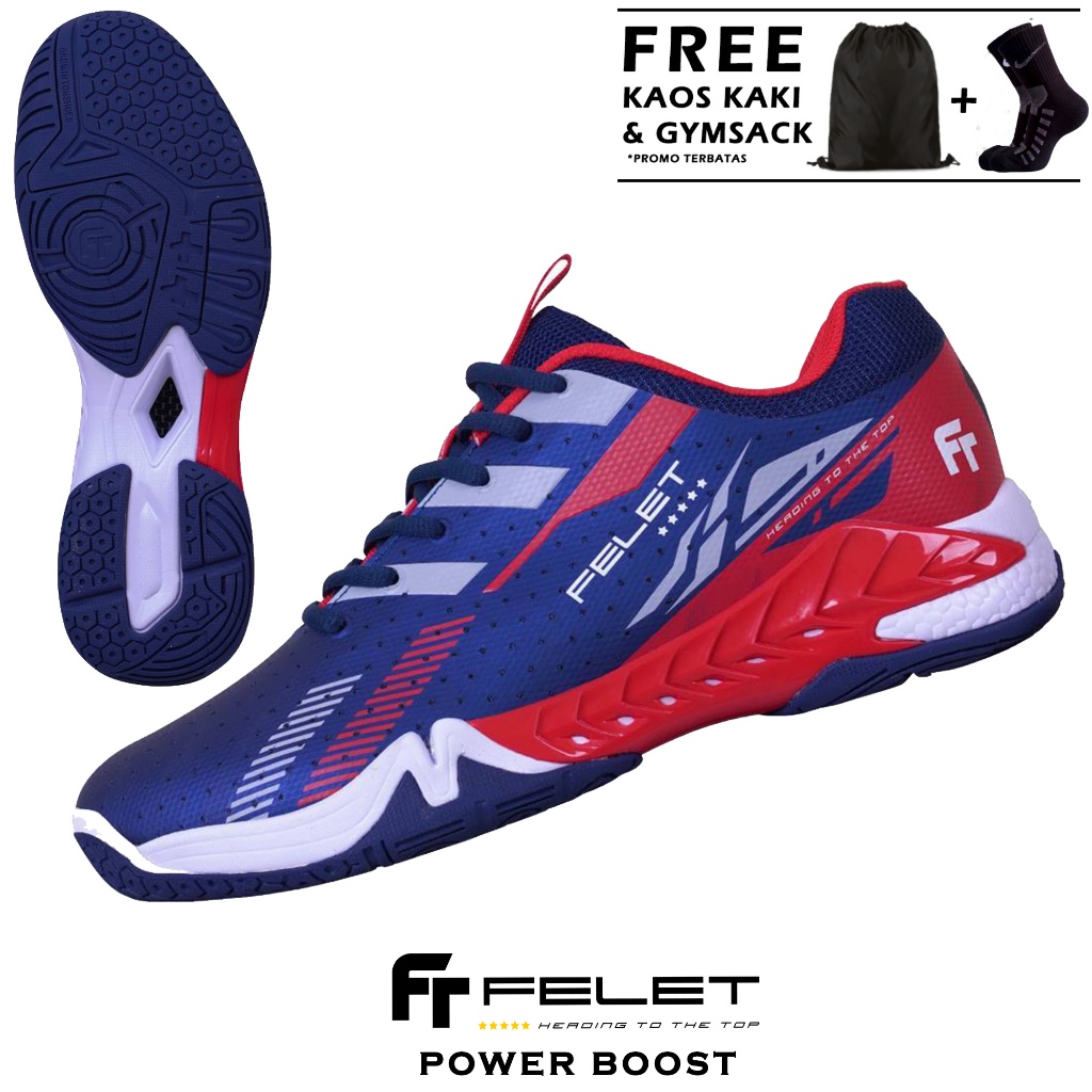 Felet Power Boost Sepatu Badminton Felet Power Boost Terbaru, Sepatu Bulu Tangkis Felet Original