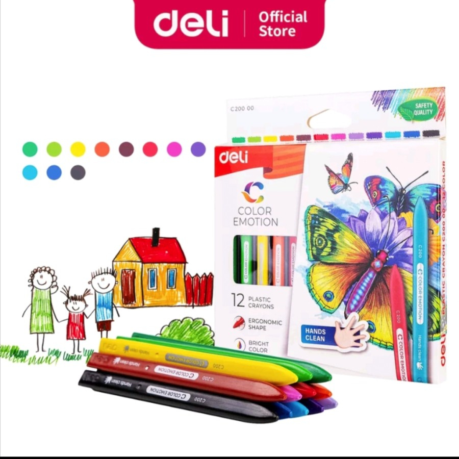 

CRAYON PLASTIK COLOR EMOTION DELI 12 WARNA C200 00