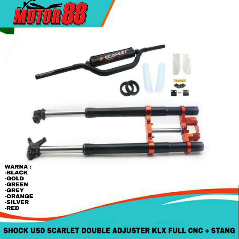 Shock USD Double Adjuster KLX { Full CNC } Dtracker + Stang " Original Scarlet "
