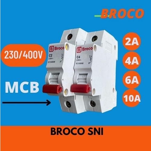 MCB Broco 2/4/6/10A MBC Sekring sikring Listrik Pemutus arus