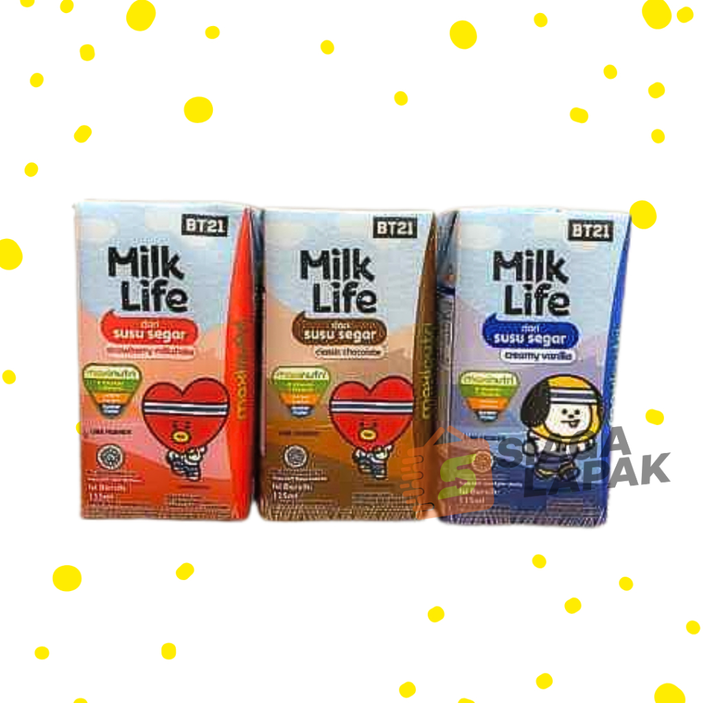 

Milk Life Susu UHT Mini 115ml All Varian Coklat Vanila Stroberi