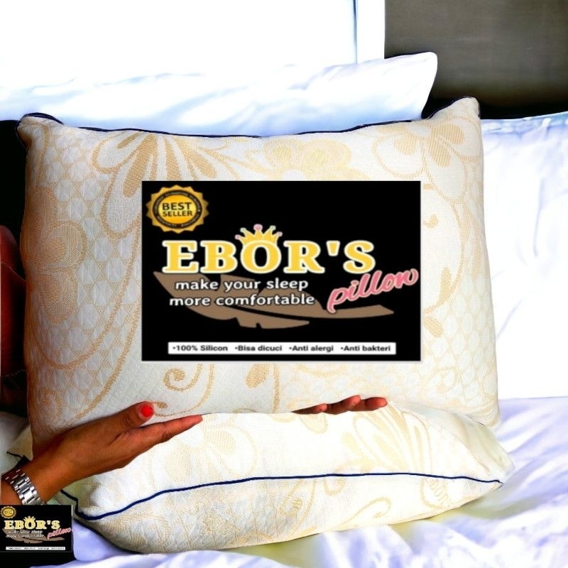 Bantal hotel EBOR'S PREMIUM 100% isi silikon motif timbul istimewa  ada resleting bisa di cuci