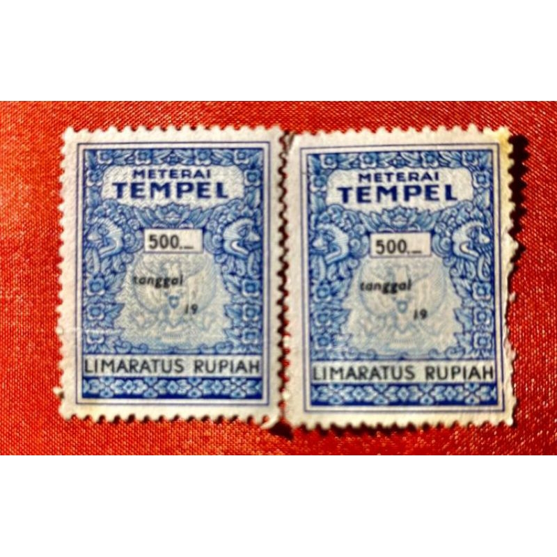 

1 potong materai tempel kuno 500 Rupiah warna biru tahun 19..an ASLI