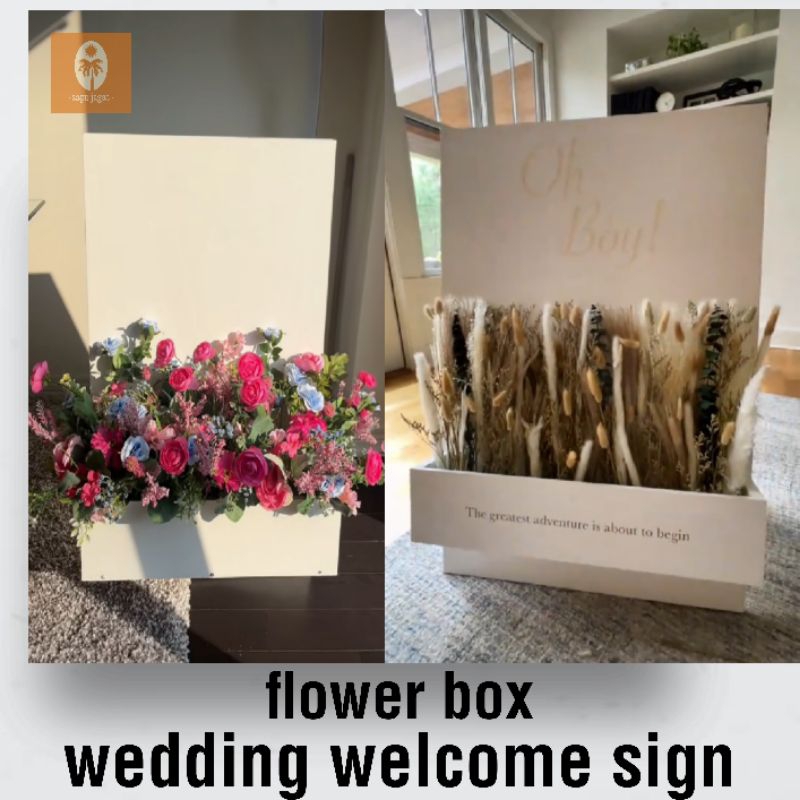 flower box wedding welcome sign / box selamat datang