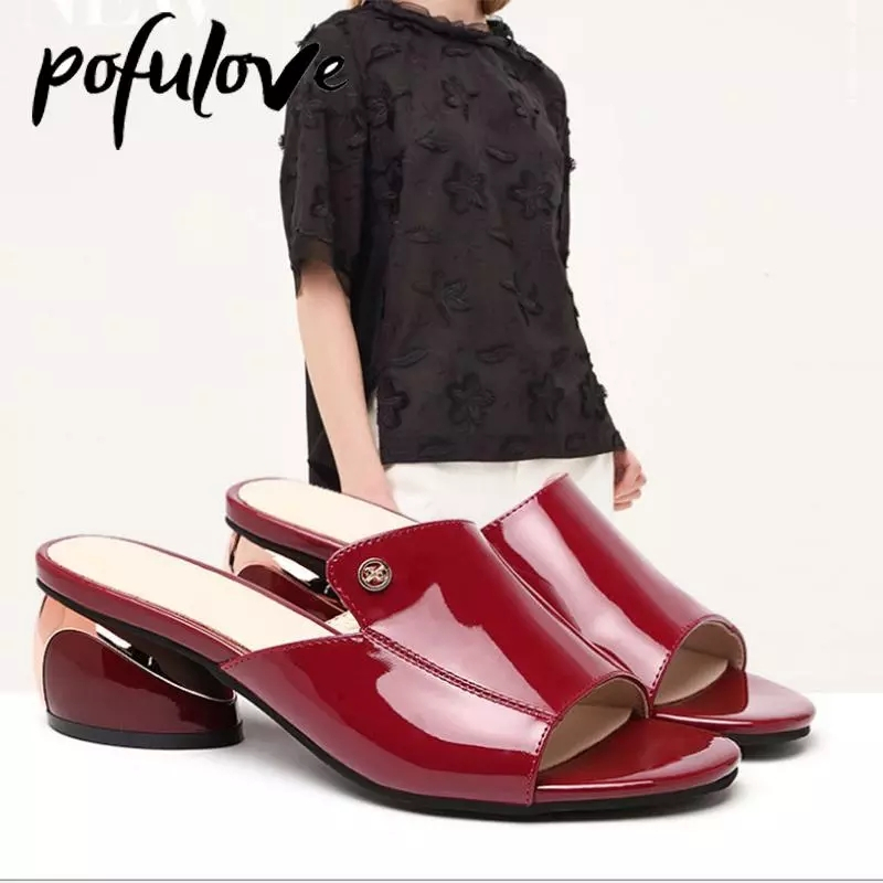 TASMURAH777 sandal wanita heels hak bulat sandal selop hak tahu sandal wanita korea