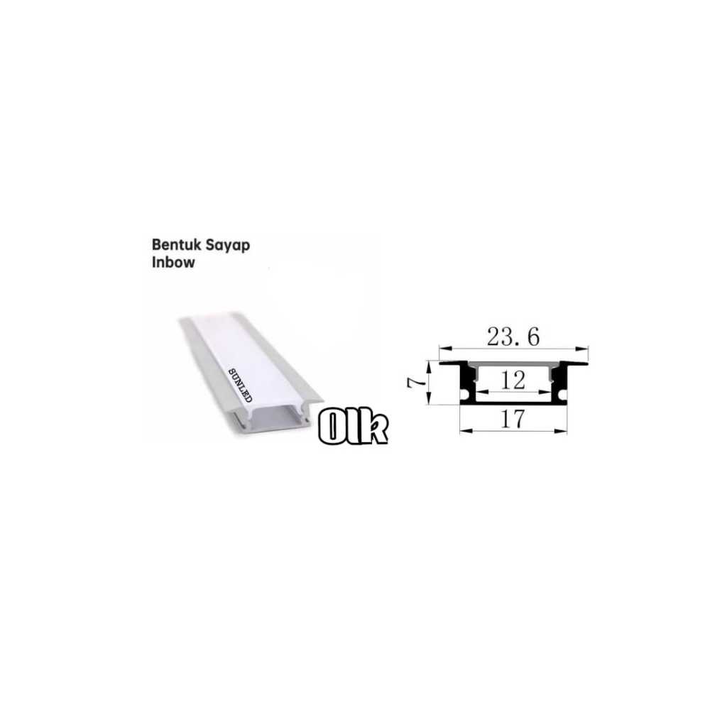 Kap Housing Aluminium LED Strip Rigid Bar Lampu 200cm / 2m cover led strip bentuk V dan SAYAP INBOW 