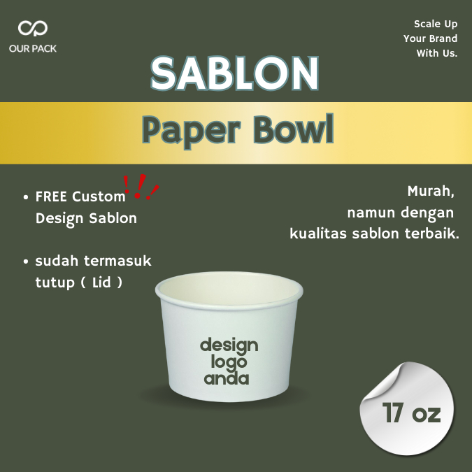 Sablon Paper Bowl Merk DK 17oz Paper Bowl.