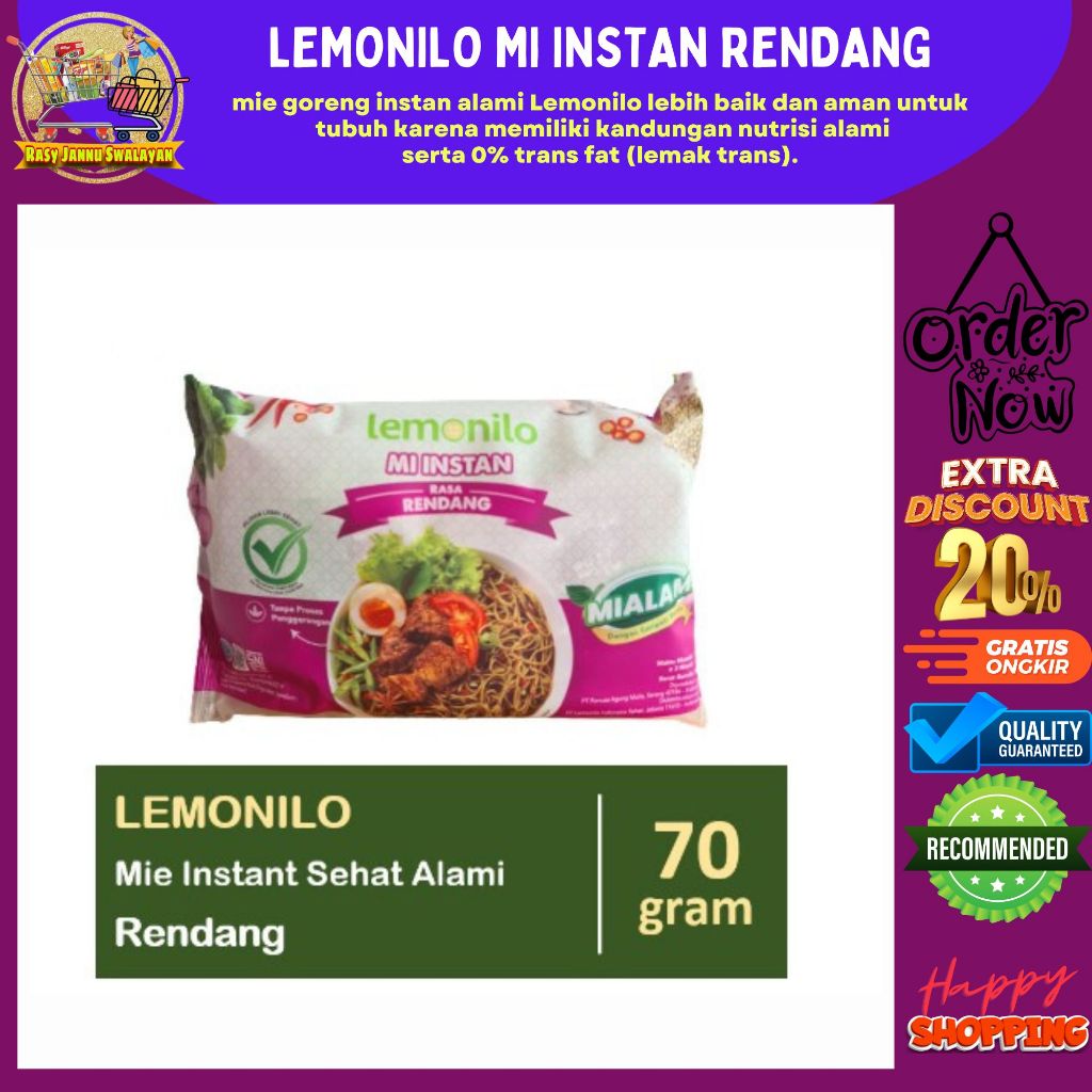 

Lemonilo Mie Goreng Instant Rasa Rendang / Mie Sehat