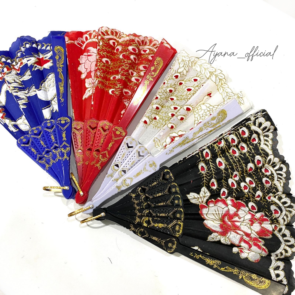 AYANA (Min 3 Pcs) KiPAS TANGAN LIPAT SATIN JEPANG SULAM EMAS/ PERAK TARI LIPAT MOTIF / SOUVENIR KIPA