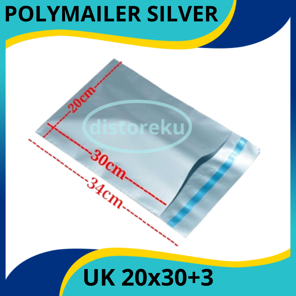 

isi 50pcs 20x30 PLASTIK AMPLOP POLYMAILER SILVER KANTONG PACKAGING OLSHOP