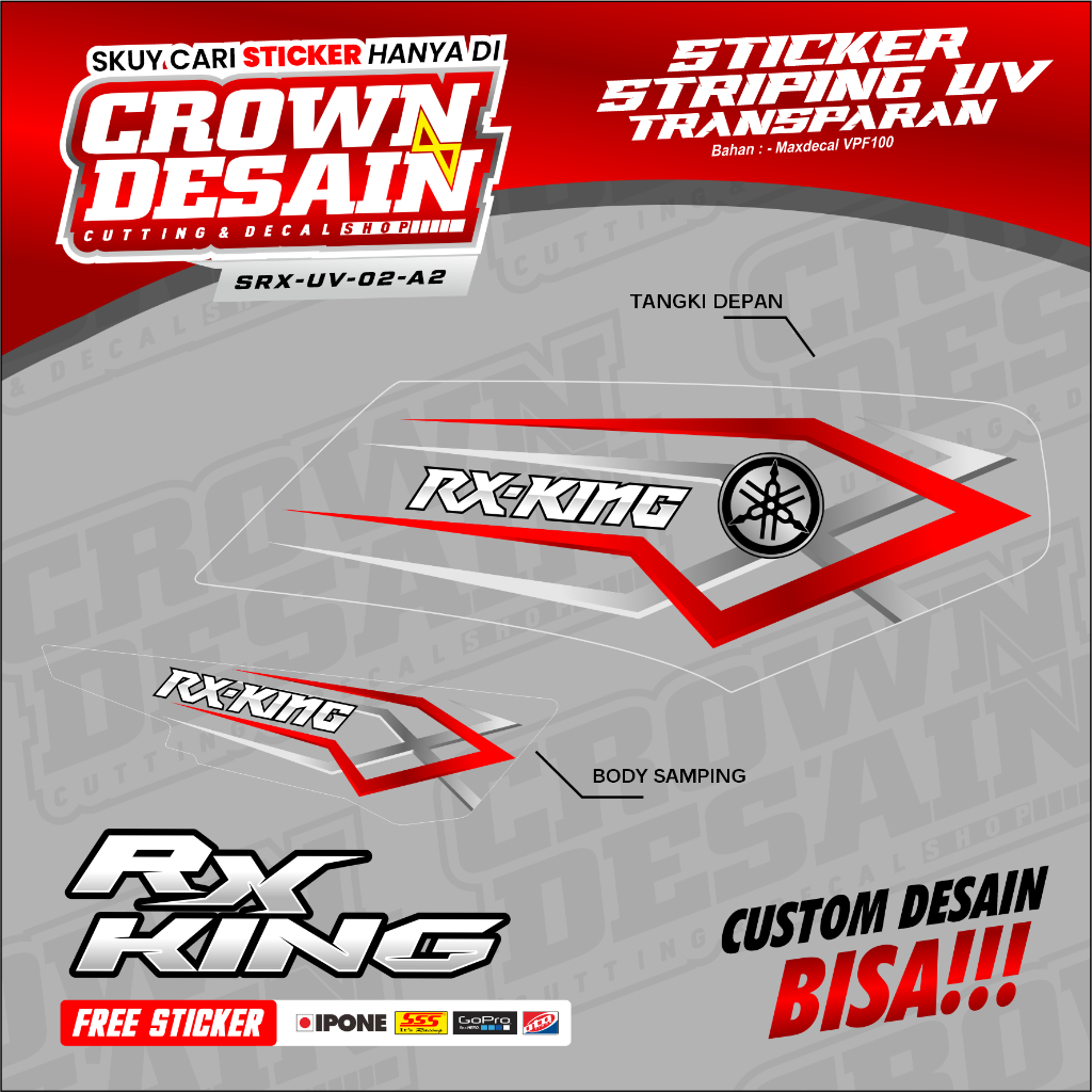 Striping Transparan RX King Variasi Desain - Stiker Striping RX KING Custom Desain - SRX-UV