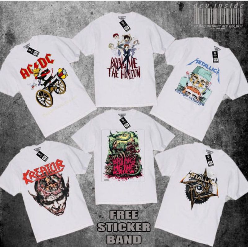 kaos band luar metalica metal putih original