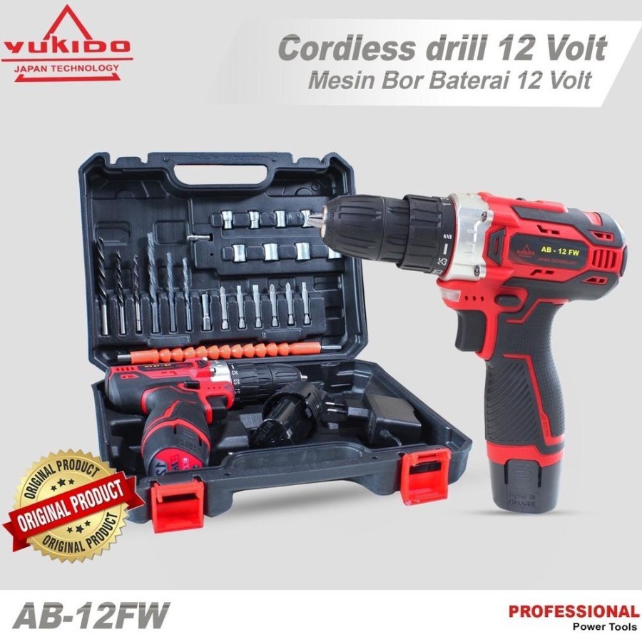 YUKIDO 12V Cordless Drill Set Mesin Bor Tangan Tanpa Kabel