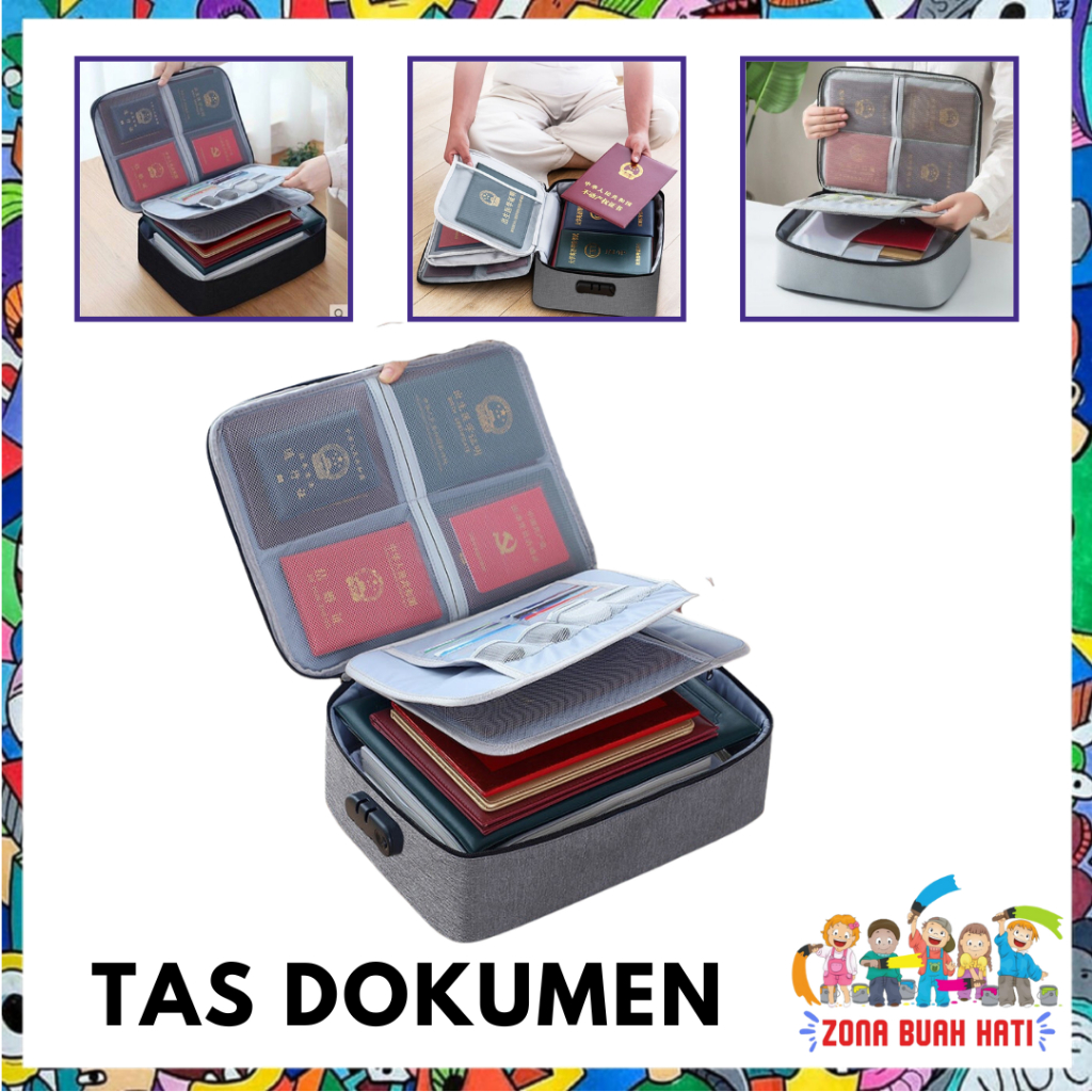 

ZBH Tas Penyimpanan Dokumen 3 Layer Storage Bag Sertifikat File Tempat Dokumen Penting Tas Multifungsi Travel Bag Portable