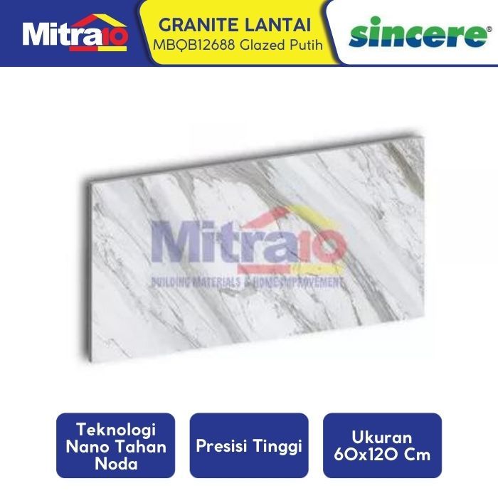 Sincere Granite Lantai MBQB12688 Glazed 60x120 Cm Putih