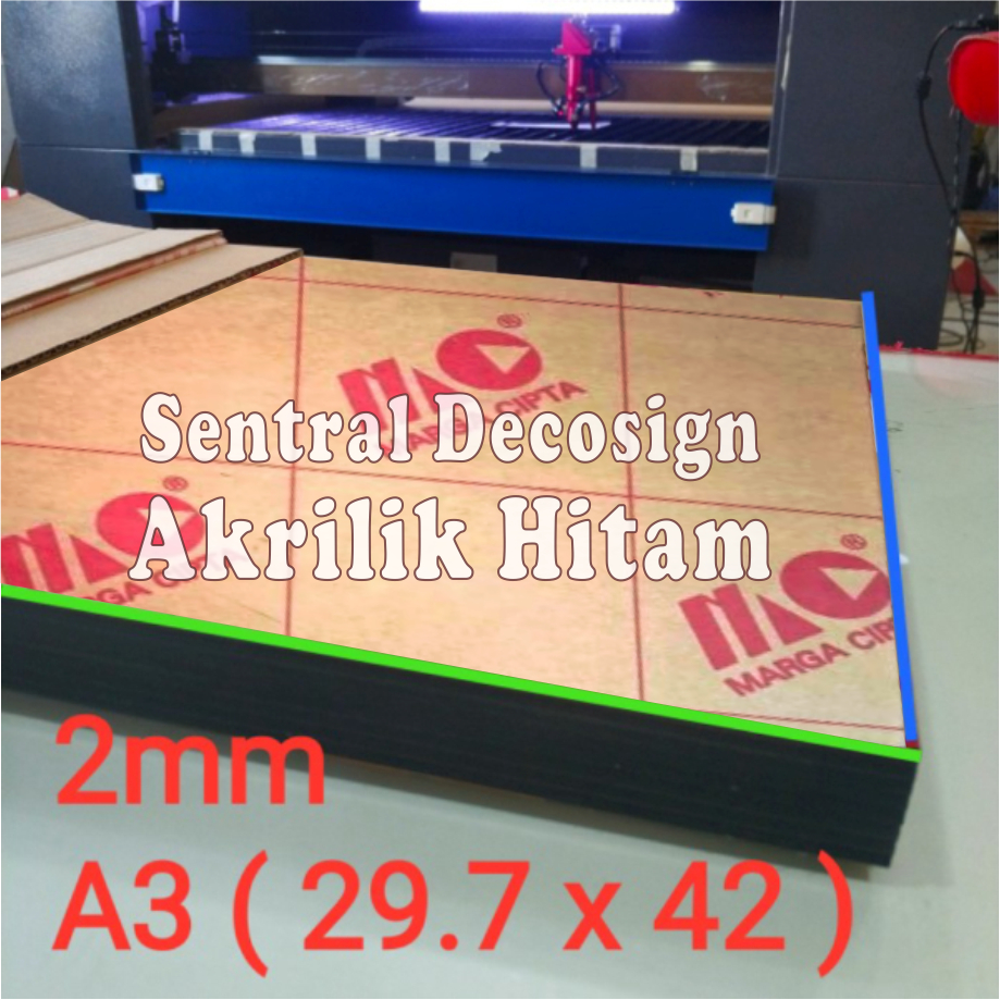 

Acrylic A3 hitam / Akrilik hitam A3 tebal 2mm 29.7cm x 42cm