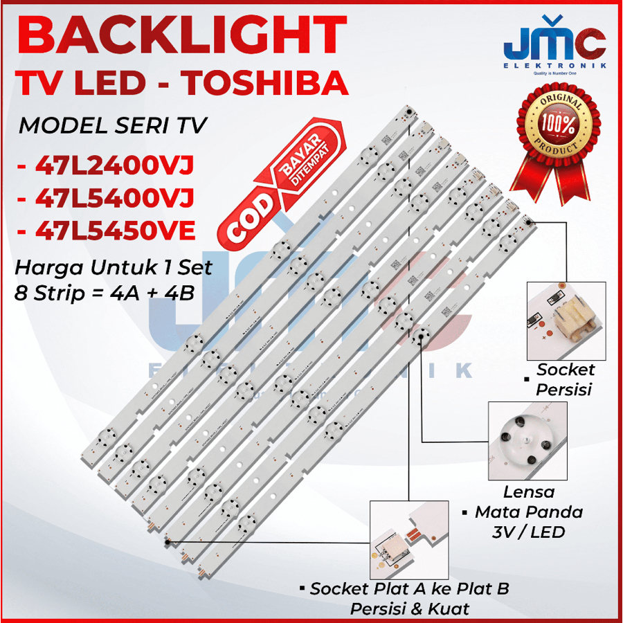 BACKLIGHT TV LED TOSHIBA 47 INCH 47L2400VJ 47L5400VJ 47L2400 47L5400 LAMPU BL 47IN 47L