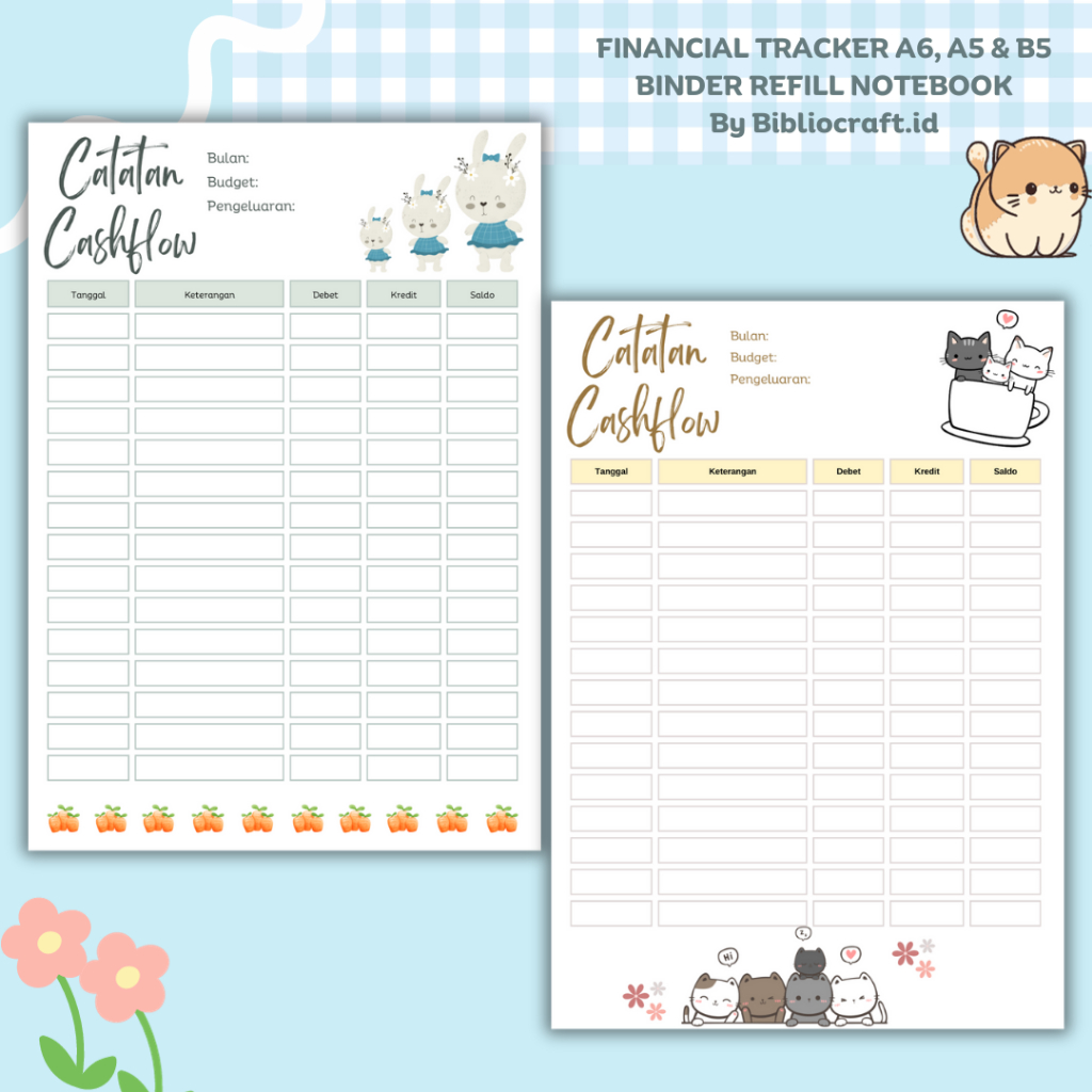 

FT02 Financial Tracker / Expense Tracker / Planner Keuangan Refill binder A6, A5 & B5 - by Bibliocraft