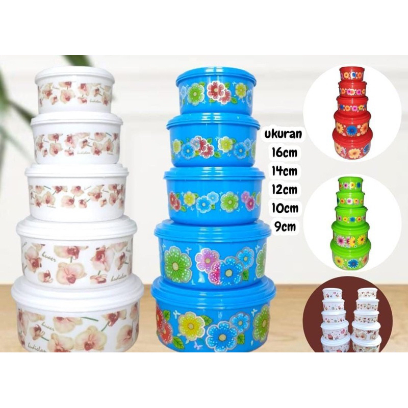 Rantang ELEA 5 Susun motif Bunga /Lunch box /Tempat makan 5 susun