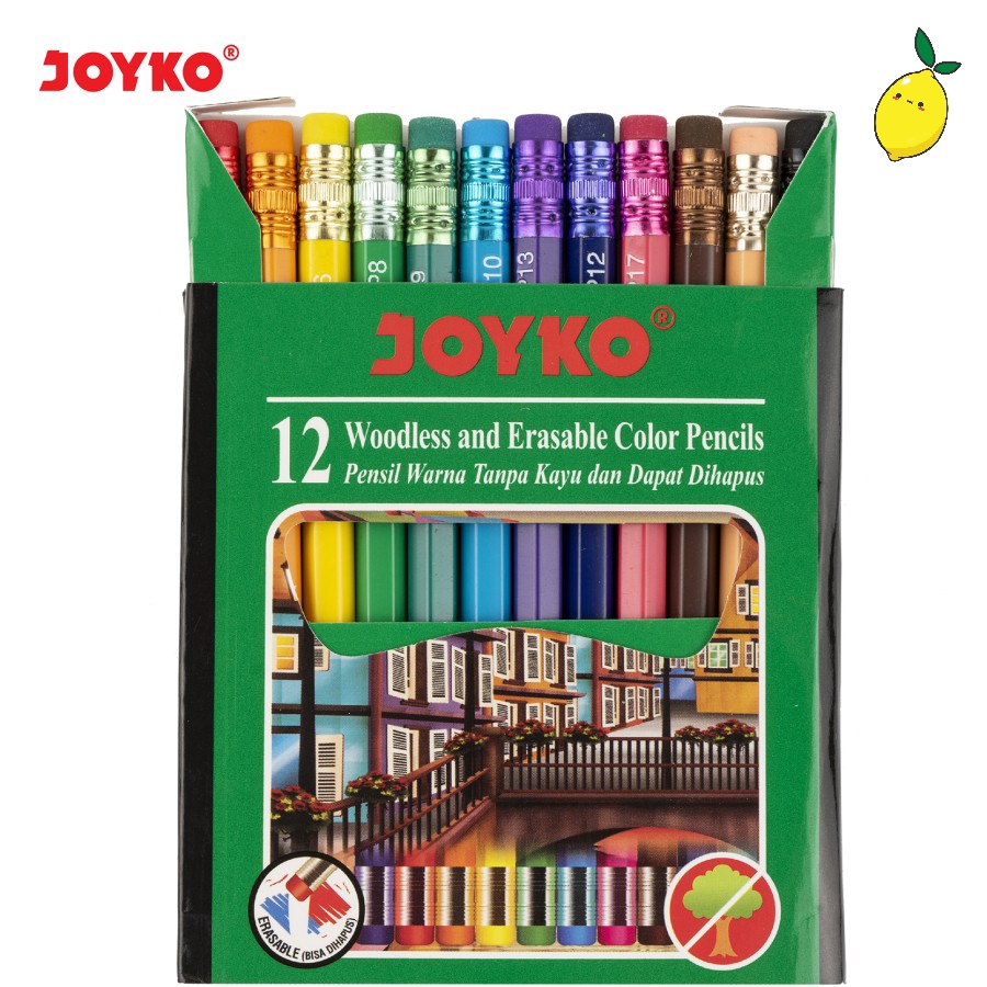 

Pensil Warna / Erasable Color Pencils Joyko CP-120 12 Warna Pendek