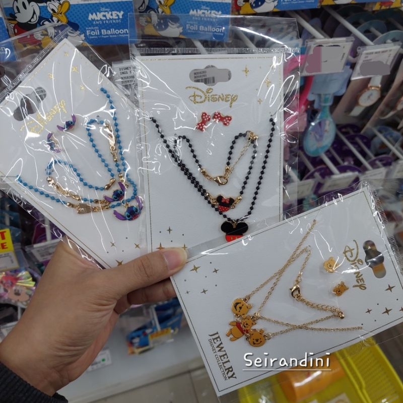 Set Kalung Gelang Anting Disney Mickey Minnie Mouse Winnie The Pooh Stitch Kado Hadiah Unik Mr DIY