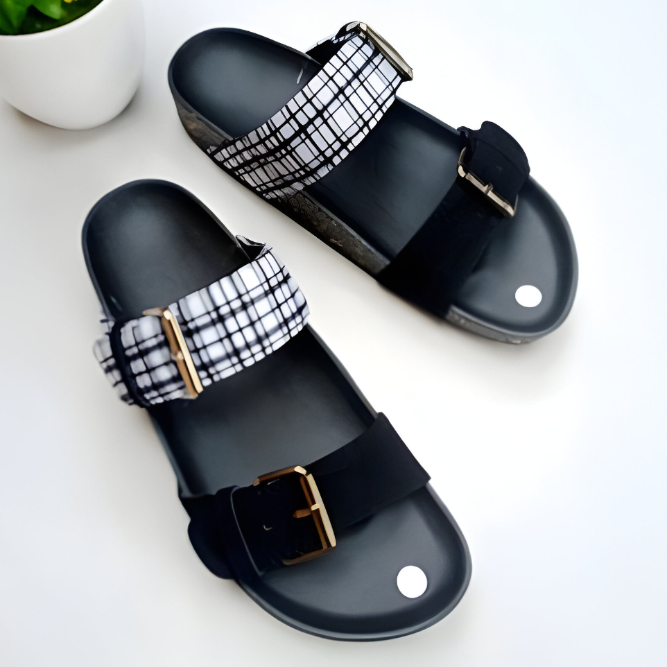 SANDAL FLAT STRAP ITALY WANITA CEWEK UKURAN BESAR JUMBO BIG SIZE 41 42 43 44