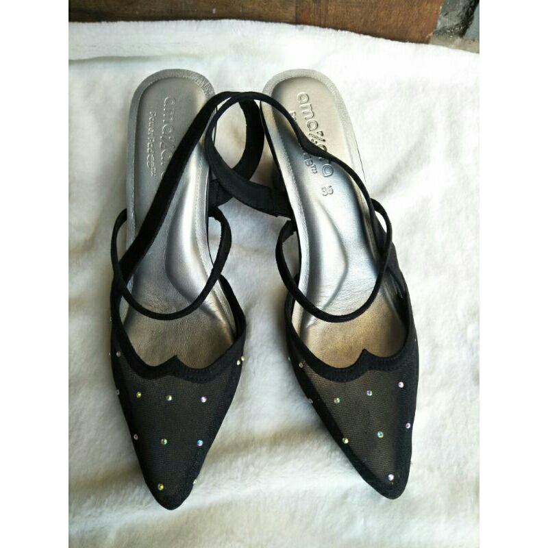 [Preloved] Sepatu Amina Heels Black/Hitam by Amazara