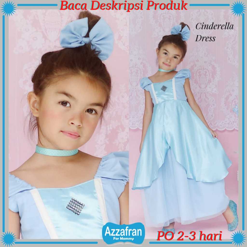 Cinderella Dress | Baju Katun Anak Perempuan dan Dewasa | Kostum Pesta Ulang Tahun Cosplay Carnaval
