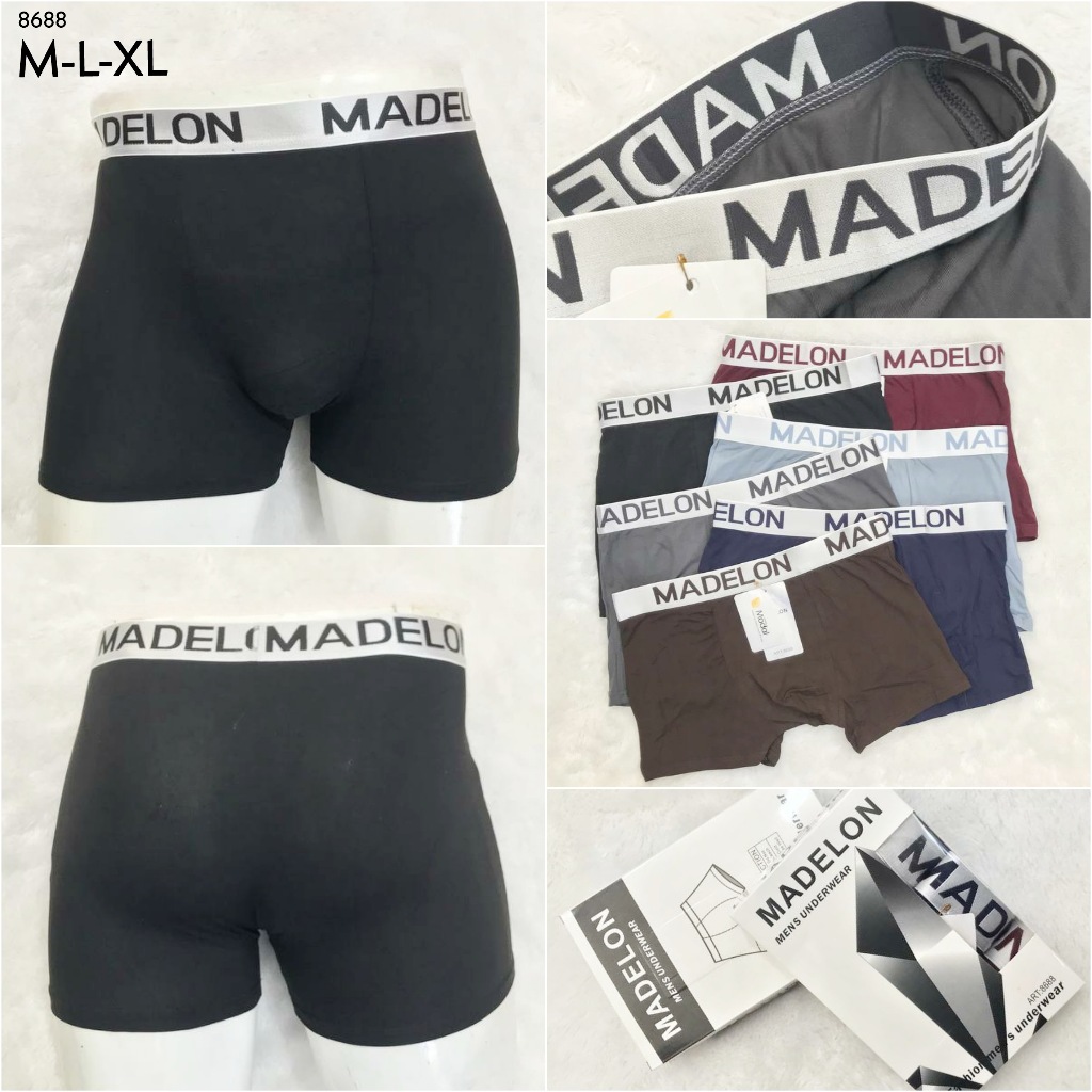 RVC75 - MADELON 3pcs Celana Dalam Boxer Pria M L XL CD Cowok Katun Polos Underwear Dewasa Import Mur