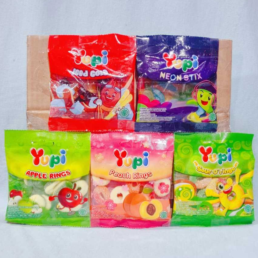 

Yupi Neon Stix / Peach Rings / Sour O'ringo / Apple Rings (45 gr)