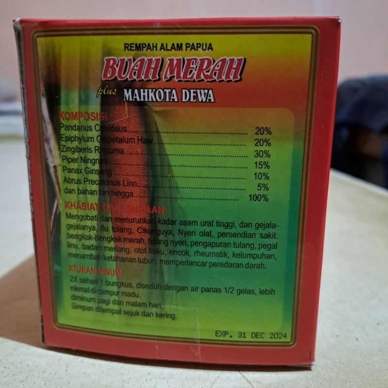 

Buah Merah + MD Jamu Seduh Pegalinu